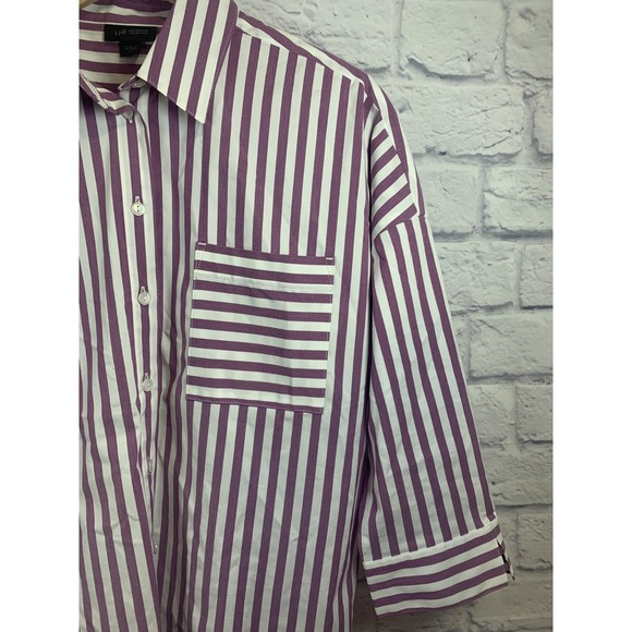 J. Jill Tops - J‎ Jill Wearever Collection Size XS Button Up 3/4 Sleeve Striped Purple